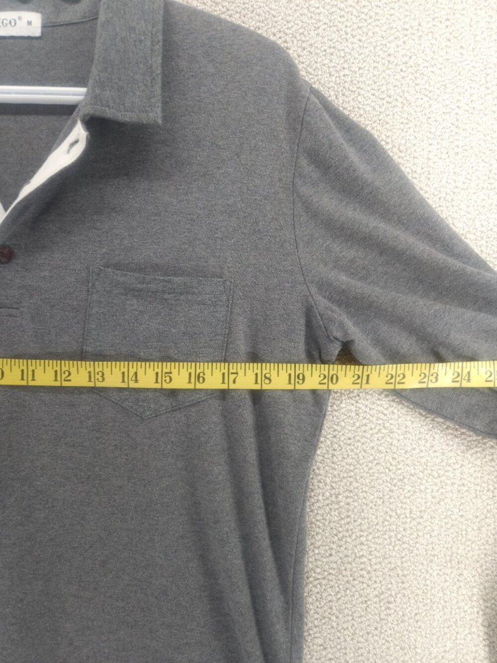 KUYIGO, Men's Long Sleeve Polo Shirt, Charcoal Grey, Size M - Picture 4 of 7